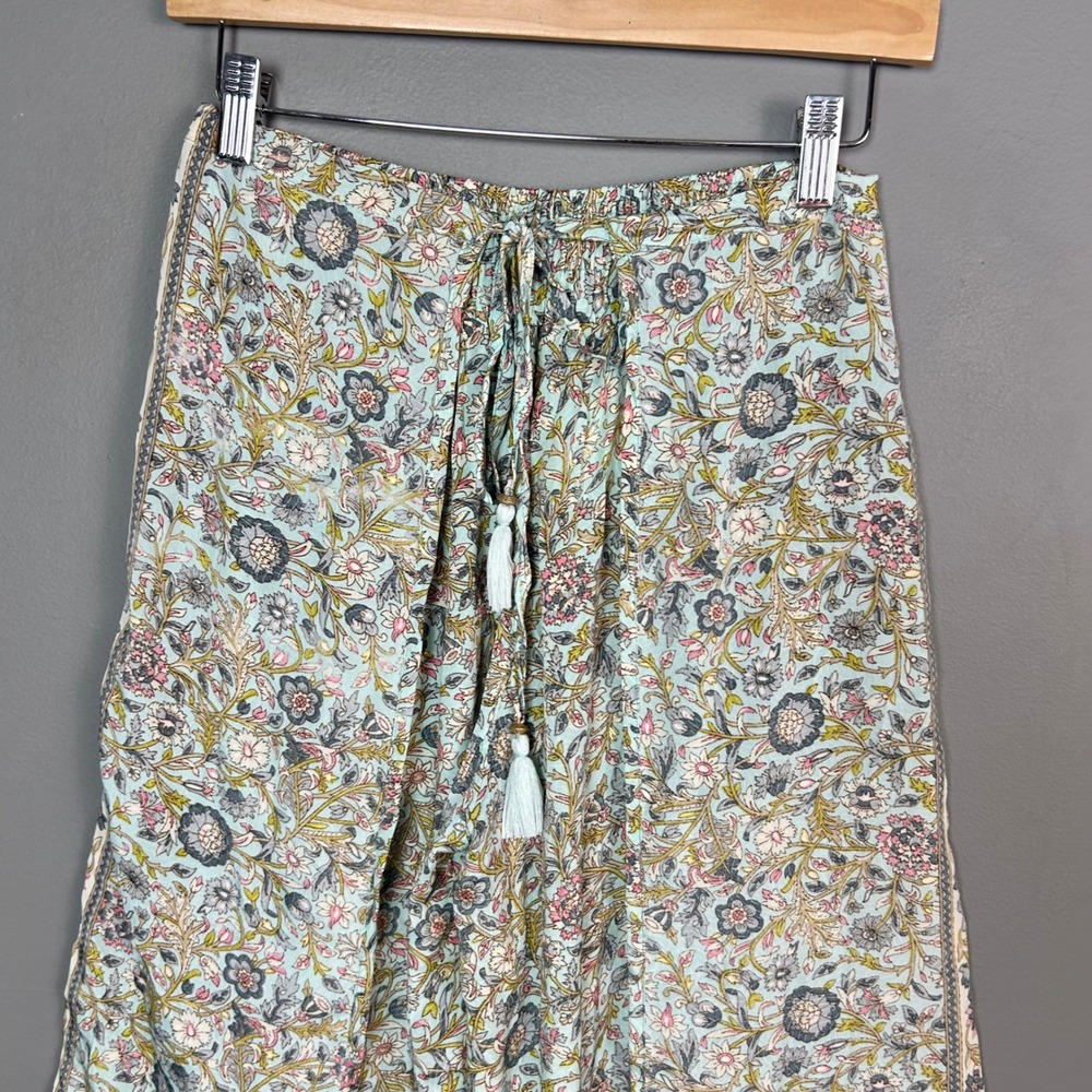 Paani Wide Leg Pants Womens Large India Floral Block Print NWT Boho Genie Kantha - Picture 8 of 10
